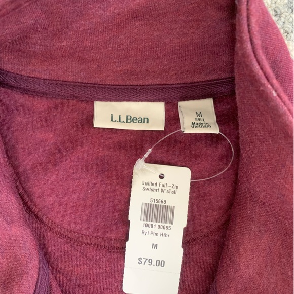 NWT L.L Bean Women’s Quilted Full Zip Sweatshirt MT - Picture 8 of 10